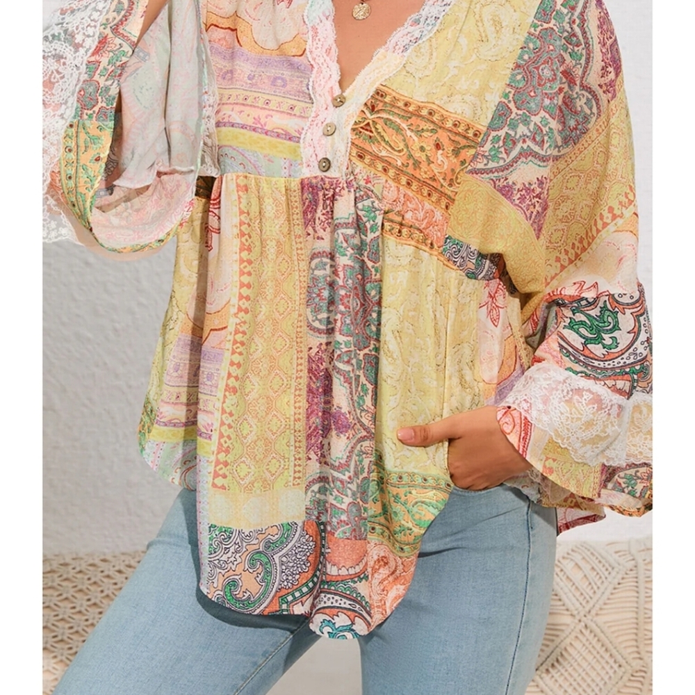 POL Multicolor Patchwork Blouse - image 1